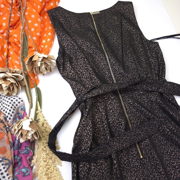 Calvin Klein Elegant Black Gold Sleeveless Poly Blend Formal Dress Sz 4 - Picture 9 of 11